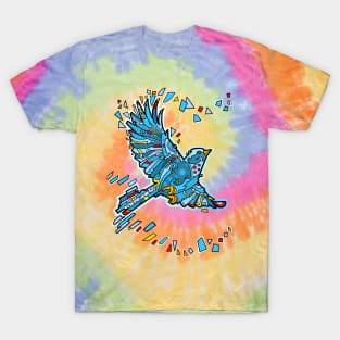 Geometric blue bird flying T-Shirt